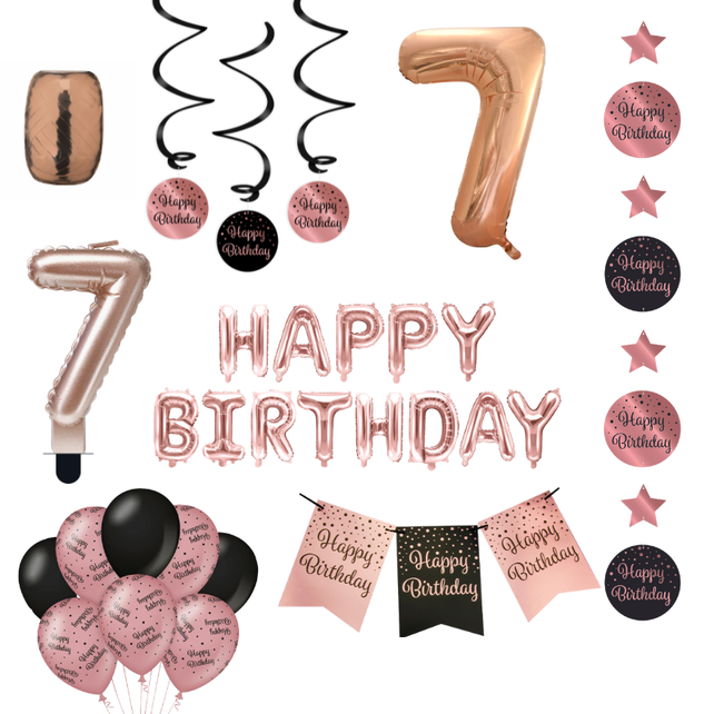 7 jaar Verjaardag Versiering Pakket Rose Gold 7 jaar Verjaardag Versiering Pakket Rose Gold