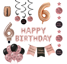 6 jaar Verjaardag Versiering Pakket Rose Gold