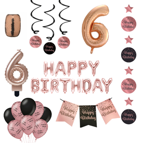 6 jaar Verjaardag Versiering Pakket Rose Gold