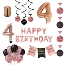 4 jaar Verjaardag Versiering Pakket Rose Gold