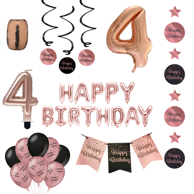 4 jaar Verjaardag Versiering Pakket Rose Gold 4 jaar Verjaardag Versiering Pakket Rose Gold
