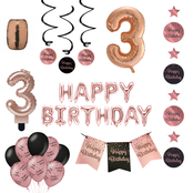 3 jaar Verjaardag Versiering Pakket Rose Gold