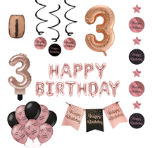 3 jaar Verjaardag Versiering Pakket Rose Gold