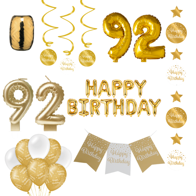 92 jaar Verjaardag Versiering Pakket Gold