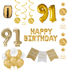 91 jaar Verjaardag Versiering Pakket Gold