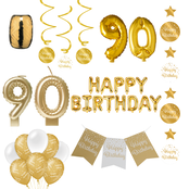 90 jaar Verjaardag Versiering Pakket Gold 90 jaar Verjaardag Versiering Pakket Gold