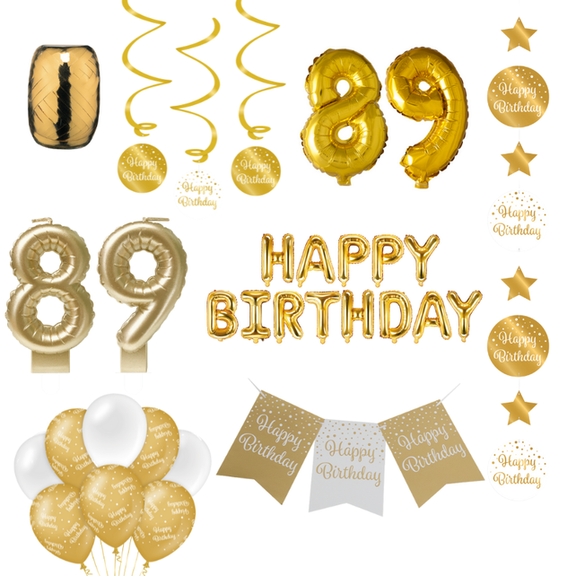 89 jaar Verjaardag Versiering Pakket Gold