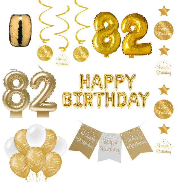 82 jaar Verjaardag Versiering Pakket Gold