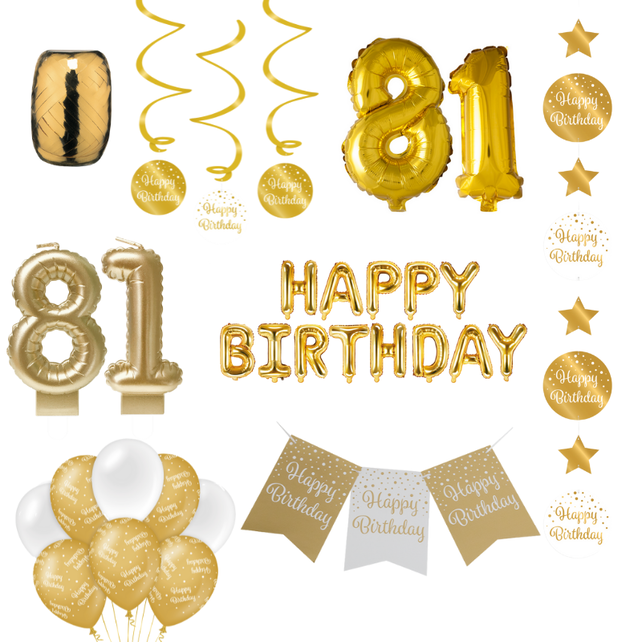81 jaar Verjaardag Versiering Pakket Gold