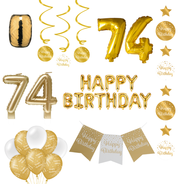 74 jaar Verjaardag Versiering Pakket Gold 74 jaar Verjaardag Versiering Pakket Gold