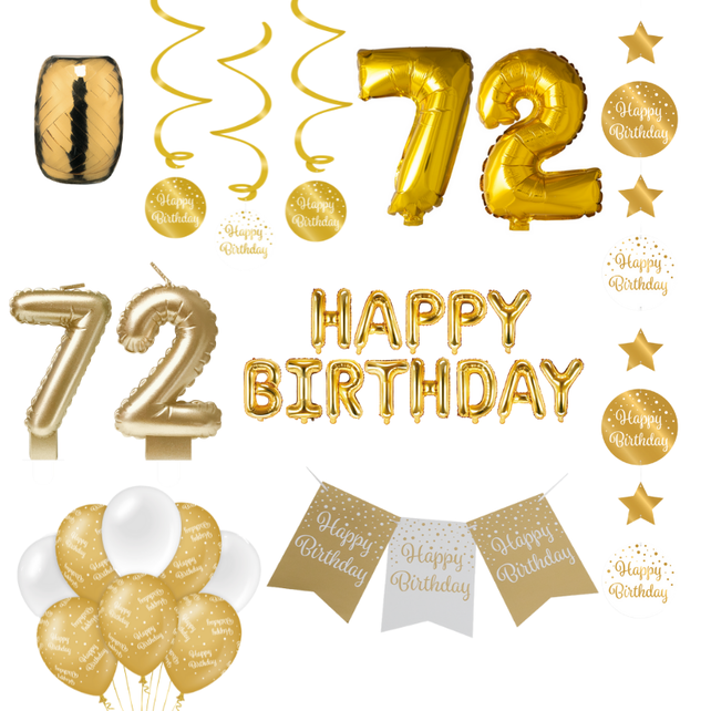 72 jaar Verjaardag Versiering Pakket Gold 72 jaar Verjaardag Versiering Pakket Gold