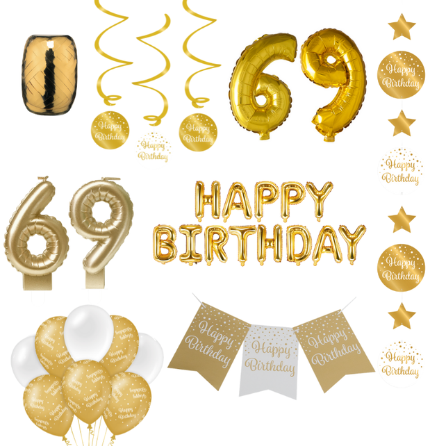 69 jaar Verjaardag Versiering Pakket Gold 69 jaar Verjaardag Versiering Pakket Gold