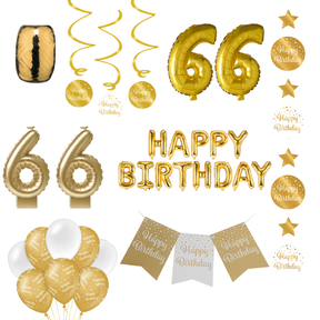 66 jaar Verjaardag Versiering Pakket Gold