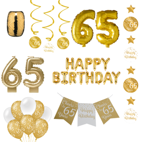 65 jaar Verjaardag Versiering Pakket Gold