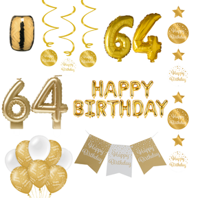 64 jaar Verjaardag Versiering Pakket Gold