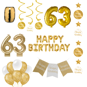 63 jaar Verjaardag Versiering Pakket Gold