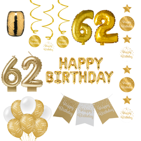 62 jaar Verjaardag Versiering Pakket Gold
