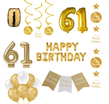 61 jaar Verjaardag Versiering Pakket Gold