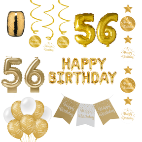 56 jaar Verjaardag Versiering Pakket Gold