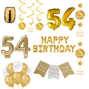 54 jaar Verjaardag Versiering Pakket Gold