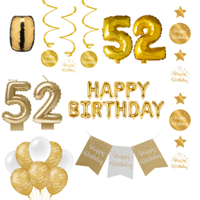 52 jaar Verjaardag Versiering Pakket Gold