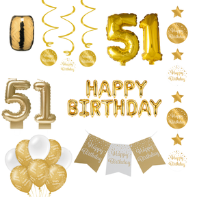 51 jaar Verjaardag Versiering Pakket Gold