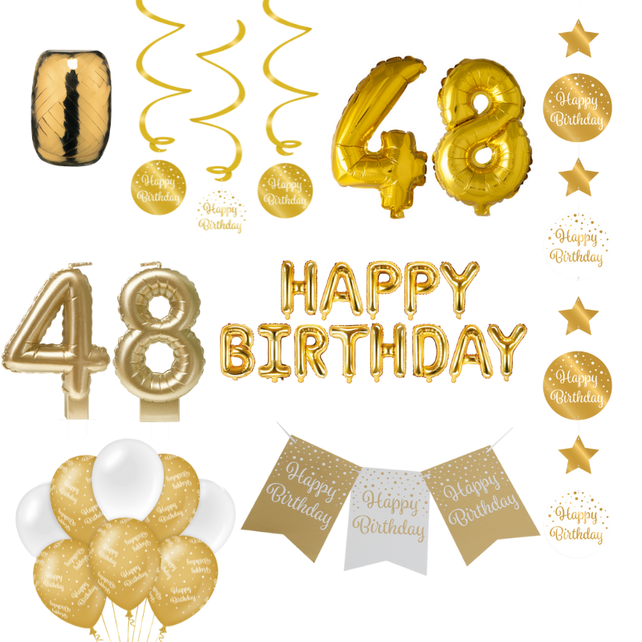 48 jaar Verjaardag Versiering Pakket Gold 48 jaar Verjaardag Versiering Pakket Gold