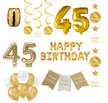 45 jaar Verjaardag Versiering Pakket Gold