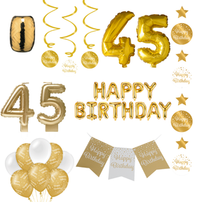 45 jaar Verjaardag Versiering Pakket Gold