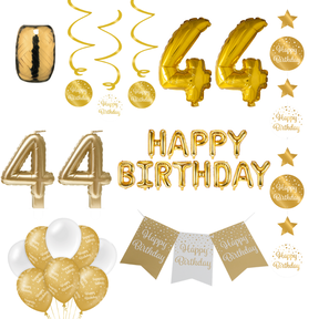 44 jaar Verjaardag Versiering Pakket Gold