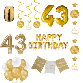 43 jaar Verjaardag Versiering Pakket Gold