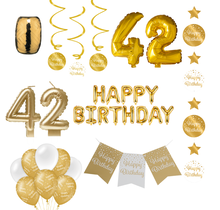 42 jaar Verjaardag Versiering Pakket Gold