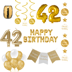 42 jaar Verjaardag Versiering Pakket Gold