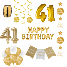 41 jaar Verjaardag Versiering Pakket Gold