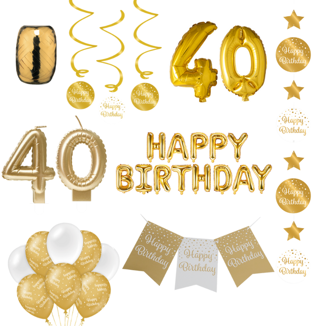 40 jaar Verjaardag Versiering Pakket Gold