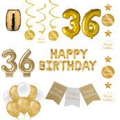 36 jaar Verjaardag Versiering Pakket Gold 36 jaar Verjaardag Versiering Pakket Gold