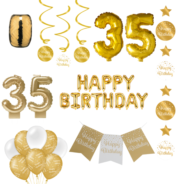 35 jaar Verjaardag Versiering Pakket Gold