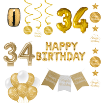 34 jaar Verjaardag Versiering Pakket Gold