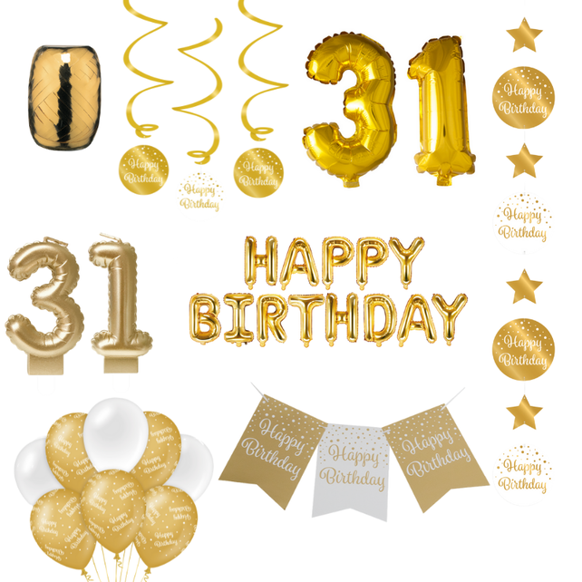 31 jaar Verjaardag Versiering Pakket Gold 31 jaar Verjaardag Versiering Pakket Gold