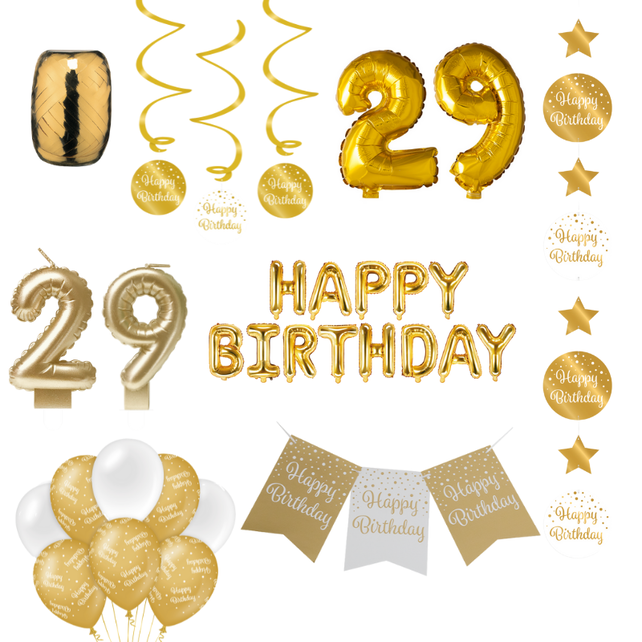 29 jaar Verjaardag Versiering Pakket Gold 29 jaar Verjaardag Versiering Pakket Gold