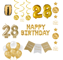 28 jaar Verjaardag Versiering Pakket Gold