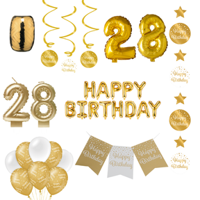28 jaar Verjaardag Versiering Pakket Gold