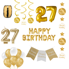 27 jaar Verjaardag Versiering Pakket Gold