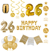 26 jaar Verjaardag Versiering Pakket Gold 26 jaar Verjaardag Versiering Pakket Gold