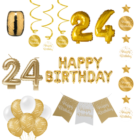24 jaar Verjaardag Versiering Pakket Gold