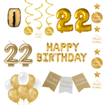 22 jaar Verjaardag Versiering Pakket Gold