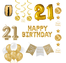 21 jaar Verjaardag Versiering Pakket Gold
