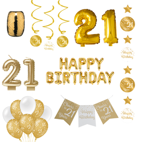 21 jaar Verjaardag Versiering Pakket Gold