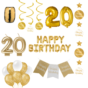 20 jaar Verjaardag Versiering Pakket Gold