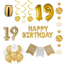19 jaar Verjaardag Versiering Pakket Gold